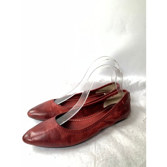 Frye Regina Deep Red Pointed Toe Flats Size 7 Rubber Sole Comfort Padded Insole - Picture 8 of 14